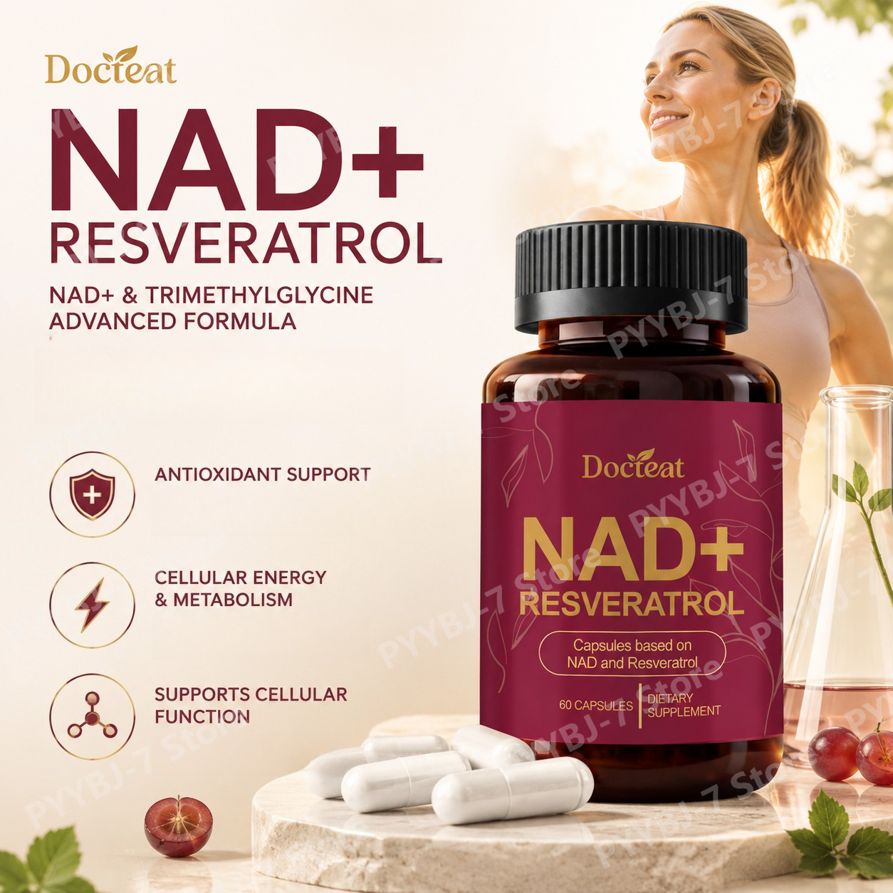Wellness Quercetin - БАД NAD+ с ресвератролом, 60 капсул,