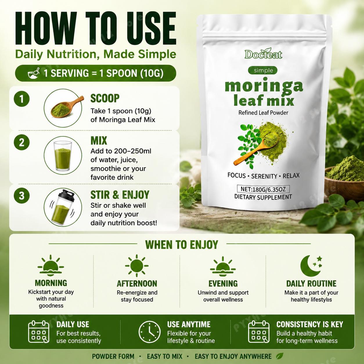 Порошковая смесь листьев морин – обзор и цена Moringa Leaf Powder
